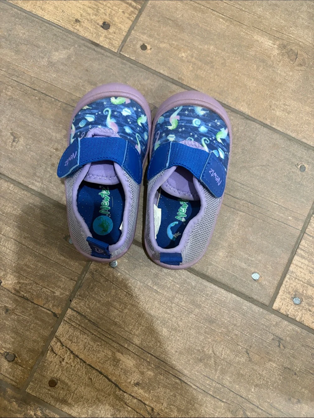 Kids Purple & Blue Slip-On Water Shoes with Sea Creature Print